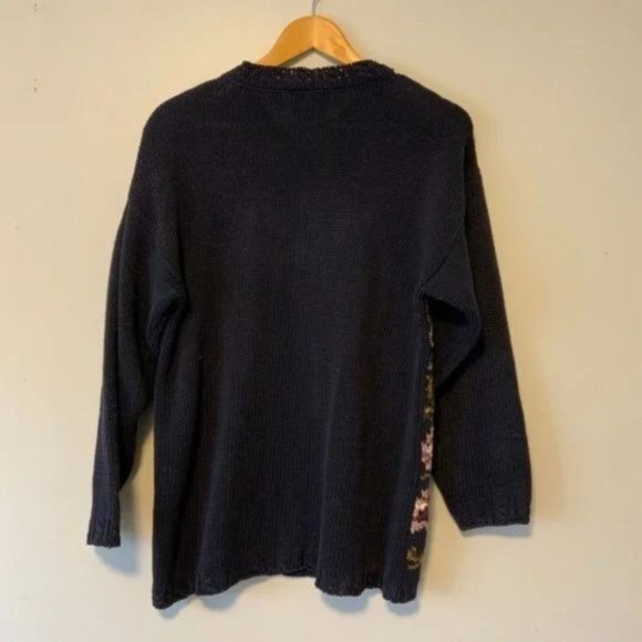 Vintage Carolyn Taylor Cotton blend Embroidered Sweater  oversized blue S - Picture 5 of 5